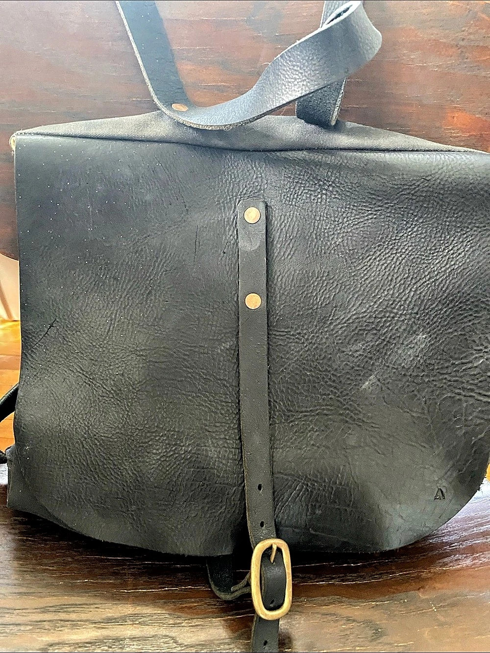 Black Leather-Style Backpack